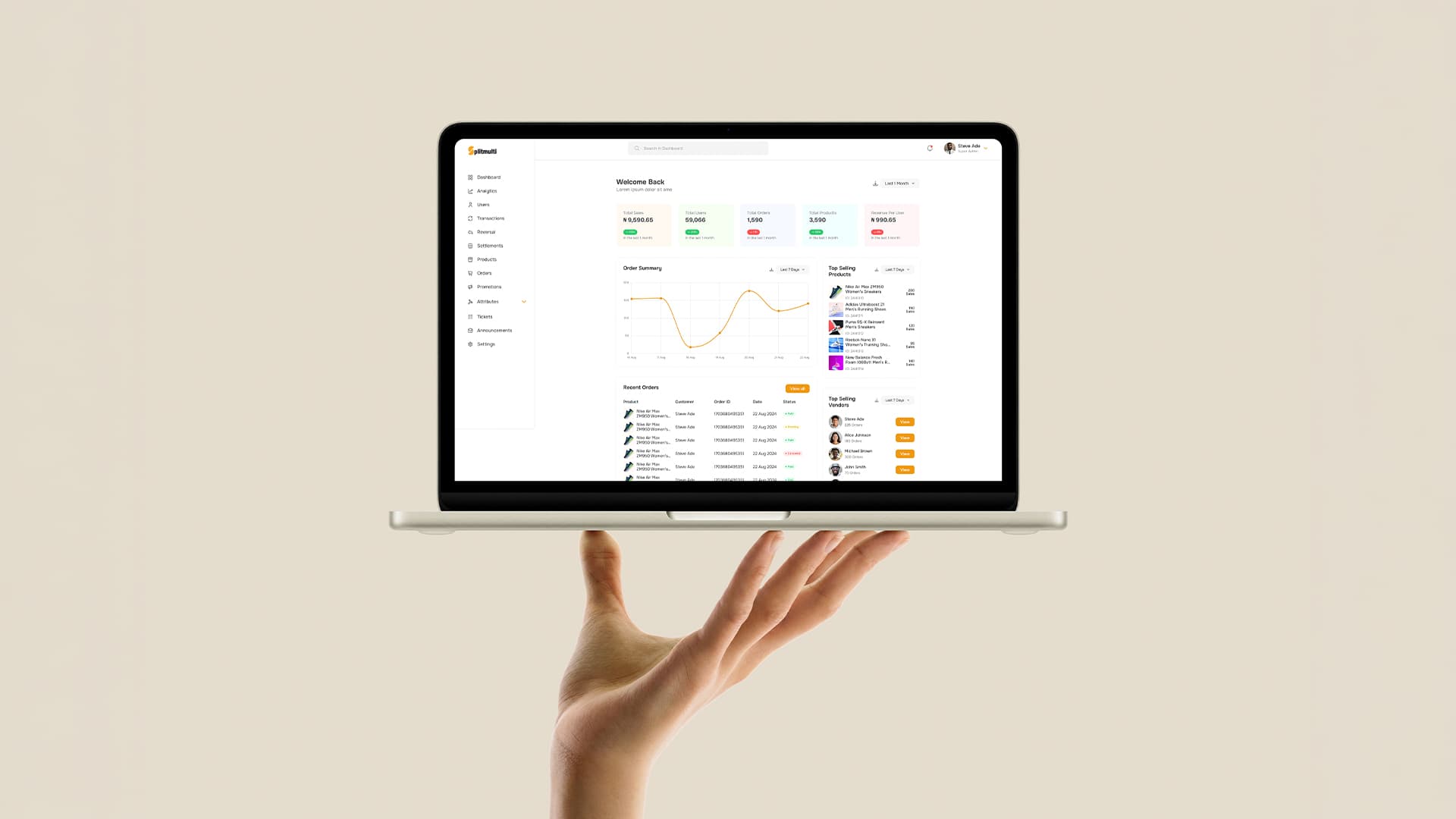 SplitMulti Vendor Dashboard